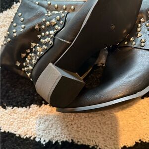 Studded Black Leather knee high boots